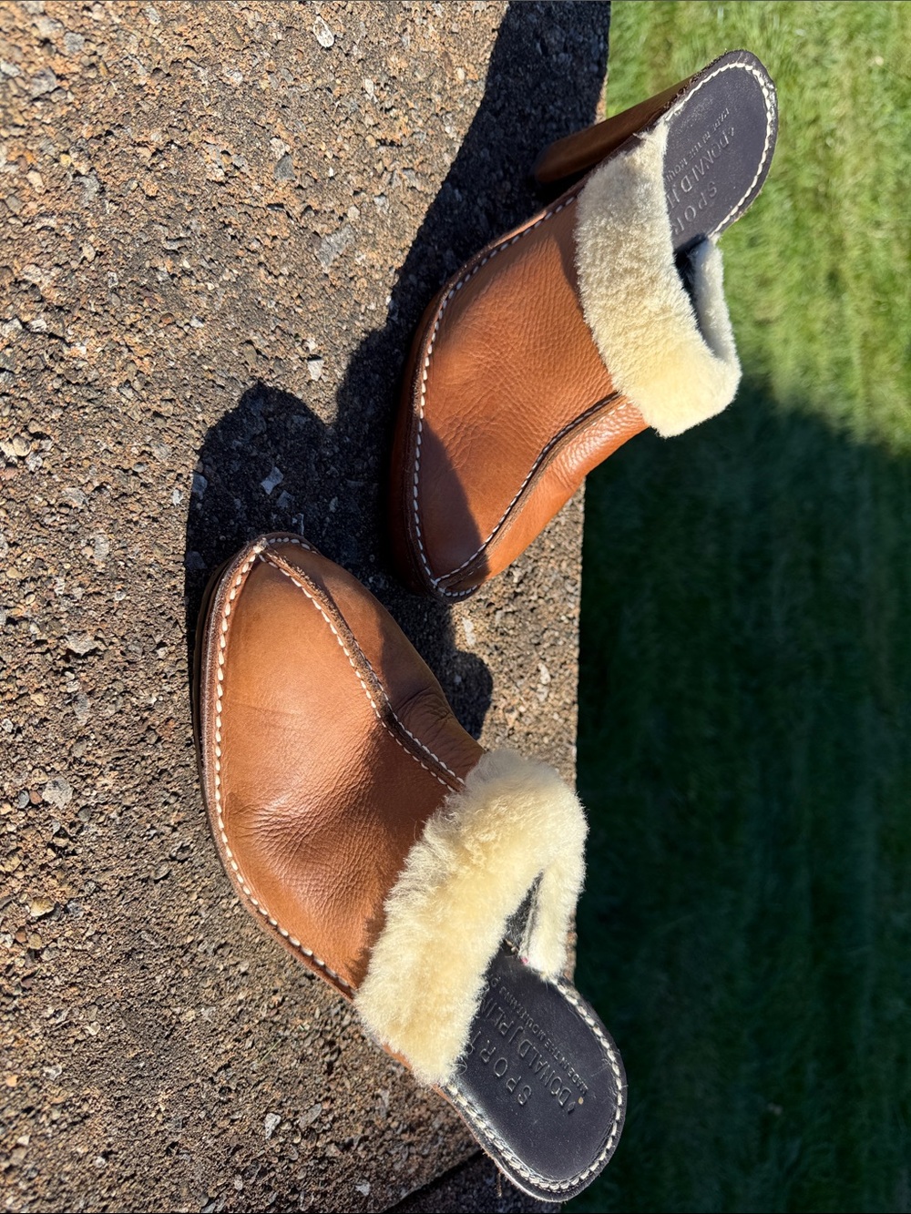 Donald J. Pliner Brown Leather Shearling Mules bhappy